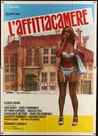 1d062 L'AFFITTACAMERE Italian 2p '76 full-length sexy Gloria Guide wearing nearly nothing!