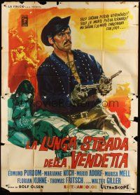 1d063 LAST RIDE TO SANTA CRUZ Italian 2p '64 Deseta art of cowboy Edmund Purdom with two guns!
