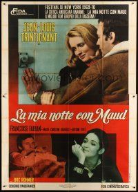 1d072 MY NIGHT AT MAUD'S Italian 2p '69 Eric Rohmer's Ma nuit chez Maud, Francoise Fabian close up!
