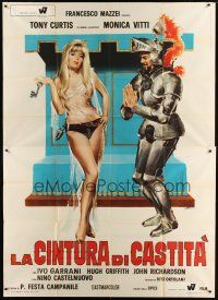 1d077 ON MY WAY TO THE CRUSADES I MET A GIRL WHO Italian 2p '67 art of sexy Monica Vitti & knight!