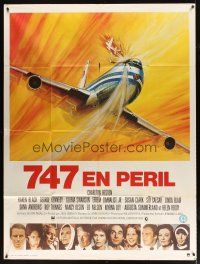1e403 AIRPORT 1975 French 1p '74 Charlton Heston, Karen Black & cast + aviation accident art!