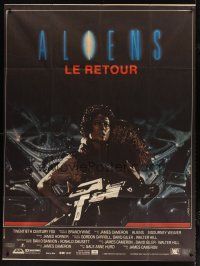 1e408 ALIENS CinePoster REPRO French 1p '86 James Cameron, Sigourney Weaver carrying little girl!