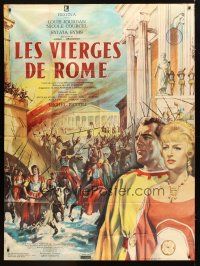 1e411 AMAZONS OF ROME style B French 1p '63 art of Louis Jourdan & Sylvia Syms by Jean Mascii!