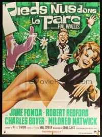 1e425 BAREFOOT IN THE PARK French 1p '67 different Roje art of Robert Redford & sexy Jane Fonda!