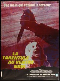 1e431 BLACK BELLY OF THE TARANTULA French 1p '72 great c/u of terrified girl attacked by knife!