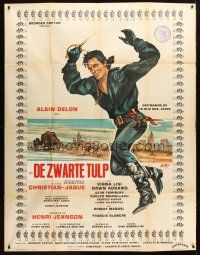 1e433 BLACK TULIP French 1p '64 full-length art of heroic swashbuckler Alain Delon by Siry!