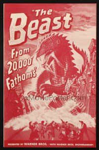 1e100 BEAST FROM 20,000 FATHOMS pressbook '53 Bradbury tale of the sea's master-beast of the ages!