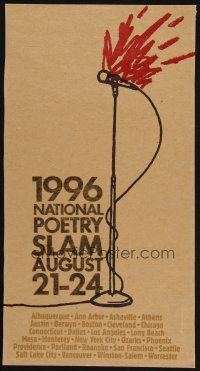 1e023 1996 NATIONAL POETRY SLAM special 11x21 '96 cool artwork of flaming microphone!