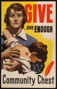 1e020 GIVE GIVE ENOUGH COMMUNITY CHEST special WC '49 great art of mother holding ill child!