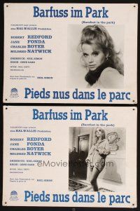 1e366 BAREFOOT IN THE PARK 2 Swiss LCs '67 sexy Jane Fonda c/u & wearing just a man's shirt!