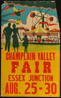 1e021 CARNIVAL/FAIR STOCK POSTER WC '52 cool artwork of family about to enjoy the rides!