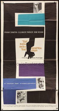 1f078 MAN WITH THE GOLDEN ARM 3sh '56 Sinatra is hooked, classic Saul Bass art & design!
