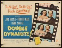1f036 DOUBLE DYNAMITE style A 1/2sh '51 artwork of Groucho Marx & sexy Jane Russell on film strip!