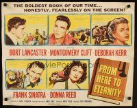 1f046 FROM HERE TO ETERNITY 1/2sh '53 portraits of Burt Lancaster, Kerr, Sinatra, Reed, Clift!