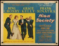 1f085 HIGH SOCIETY style B 1/2sh '56 Frank Sinatra, Bing Crosby, Grace Kelly & Louis Armstrong!
