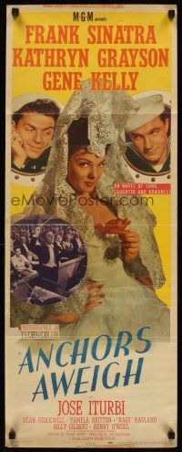 1f011 ANCHORS AWEIGH insert '45 art of sailors Frank Sinatra & Gene Kelly with Kathryn Grayson!