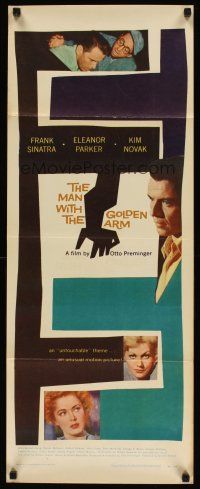 1f080 MAN WITH THE GOLDEN ARM insert '56 Frank Sinatra is hooked, classic Saul Bass art & design!
