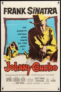1f089 JOHNNY CONCHO 1sh '56 art of cowboy Frank Sinatra on horseback turning on the heat!