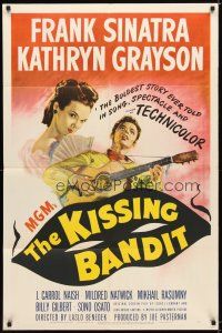 1f024 KISSING BANDIT 1sh '48 art of Frank Sinatra playing guitar & romancing Kathryn Grayson!