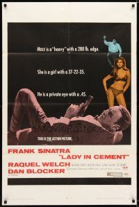 1f251 LADY IN CEMENT 1sh '68 Frank Sinatra with a .45 & sexy Raquel Welch with a 37-22-35!