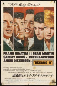 1f148 OCEAN'S 11 1sh '60 Sinatra, Martin, Davis Jr., Dickinson, Lawford, Rat Pack classic!