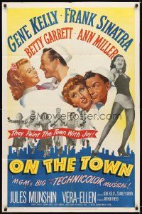 1f032 ON THE TOWN 1sh '49 Gene Kelly, Frank Sinatra, sexy Ann Miller's legs, Betty Garrett