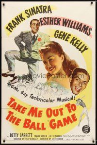 1f027 TAKE ME OUT TO THE BALL GAME 1sh '49 Frank Sinatra, Esther Williams, Gene Kelly, baseball!