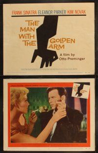 1f081 MAN WITH THE GOLDEN ARM 8 LCs '56 Arnold Stang, Eleanor Parker, Frank Sinatra is hooked!