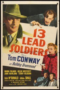 1g008 13 LEAD SOLDIERS 1sh '48 Tom Conway as detective Bulldog Drummond, Maria Palmer w/gun!