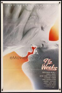 1g006 9 1/2 WEEKS int'l 1sh '86 Mickey Rourke, Kim Basinger, sexiest close up kissing image!