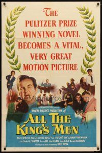 1g034 ALL THE KING'S MEN 1sh '50 Louisiana Governor Huey Long biography with Broderick Crawford!