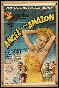 1g044 ANGEL ON THE AMAZON 1sh '48 art of George Brent, Vera Ralston, panther attack!