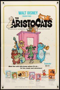 1g049 ARISTOCATS 1sh '71 Walt Disney feline jazz musical cartoon, great colorful image!