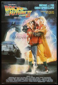 1g060 BACK TO THE FUTURE II 1sh '89 art of Michael J. Fox & Christopher Lloyd by Drew!