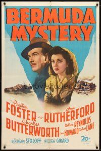 1g082 BERMUDA MYSTERY 1sh '44 cool artwork image of Preston Foster & Ann Rutherford!