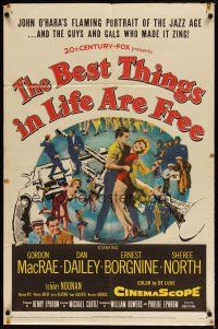 1g083 BEST THINGS IN LIFE ARE FREE 1sh '56 Michael Curtiz, Gordon MacRae, art of gun & trumpet!