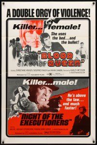1g107 BLOOD QUEEN/NIGHT OF THE EXECUTIONERS 1sh '73 a double orgy of violence!