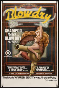 1g110 BLOWDRY 1sh '76 great sexy artwork image of naked girl on blowdryer, x-rated Shampoo parody!