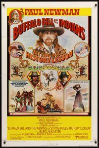 1g135 BUFFALO BILL & THE INDIANS 1sh '76 art of Paul Newman as William F. Cody by McMacken!