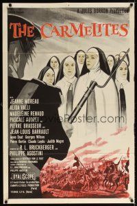 1g149 CARMELITES 1sh '60 art of Catholic nuns Jeanne Moreau & Alida Valli facing soldier!
