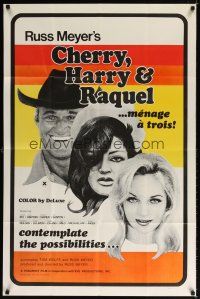 1g174 CHERRY, HARRY & RAQUEL 1sh '69 Russ Meyer, art of sexy man & women in menage a trois!
