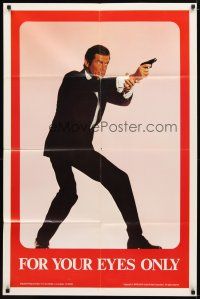 1g340 FOR YOUR EYES ONLY commercial poster '81 different full-length image of Roger Moore as 007!