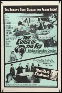 1g223 CURSE OF THE FLY/DEVILS OF DARKNESS 1sh '65 great scream-and-fright double-bill!