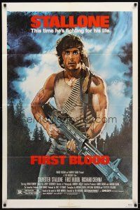 1g329 FIRST BLOOD 1sh '82 artwork of Sylvester Stallone as John Rambo by Drew Struzan!