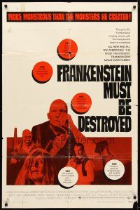 1g355 FRANKENSTEIN MUST BE DESTROYED 1sh '70 Peter Cushing is more monstrous than his monster!