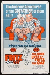 1g360 FRITZ THE CAT/NINE LIVES OF FRITZ THE CAT 1sh '75 the amorous adventures of the CATFATHER!