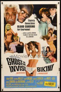 1g375 GHOST IN THE INVISIBLE BIKINI 1sh '66 Boris Karloff + sexy girls & wacky horror images!