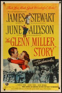 1g381 GLENN MILLER STORY 1sh '54 James Stewart in the title role, June Allyson, Louis Armstrong!