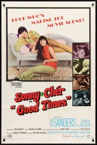 1g389 GOOD TIMES 1sh '67 first William Friedkin, great image of young Sonny & Cher on couch!