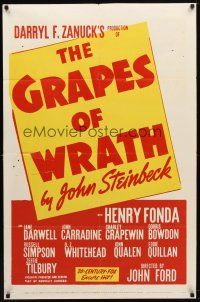 1g392 GRAPES OF WRATH 1sh R56 Henry Fonda, Jane Darwell, John Steinbeck, John Ford classic!